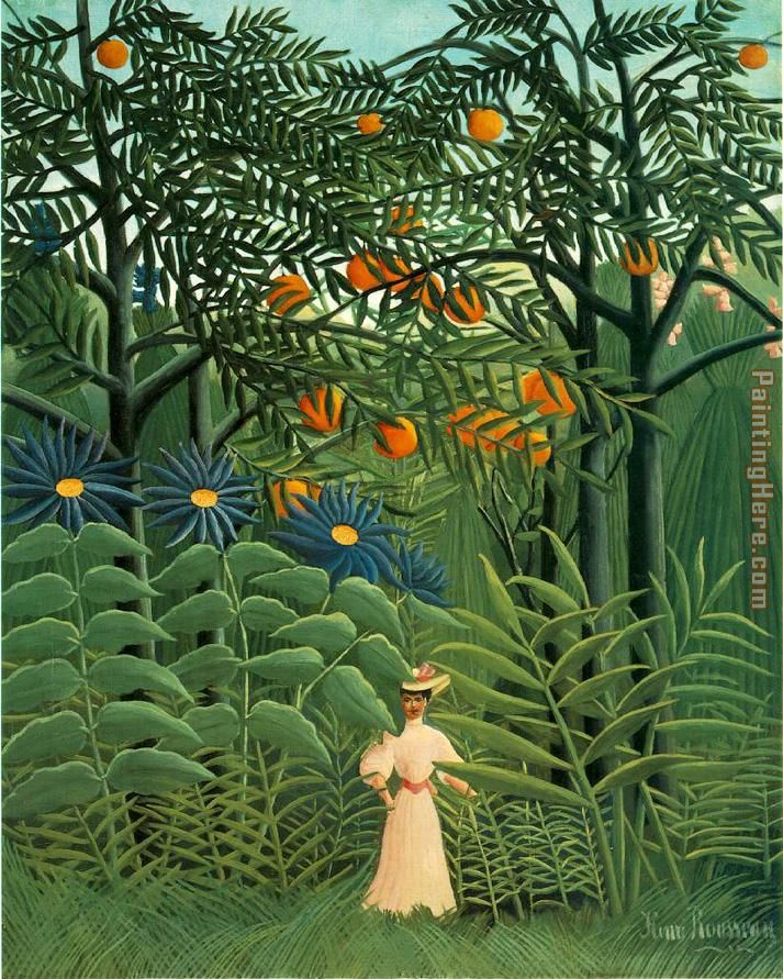 Henri Rousseau Woman Walking in an Exotic Forest